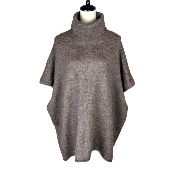 Universal Thread NWT OS Brown Knit Turtleneck Pullover Poncho Sweater - Picture 1 of 11